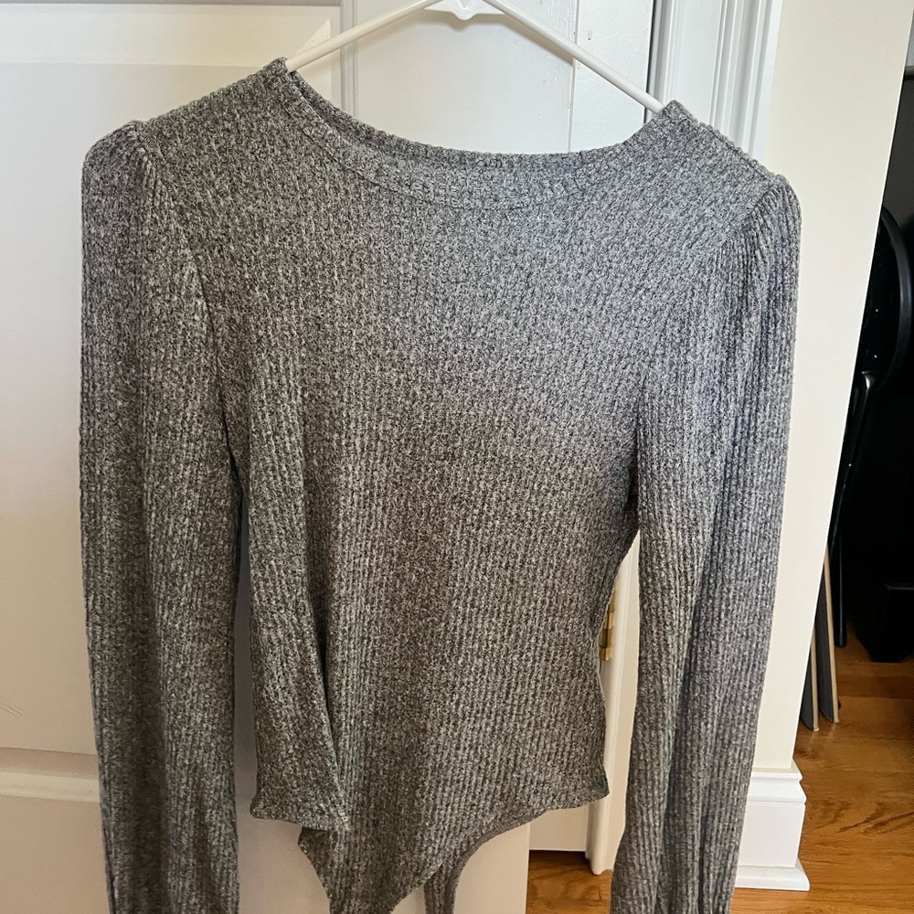 Hollister Gray Ribbed Knit Top